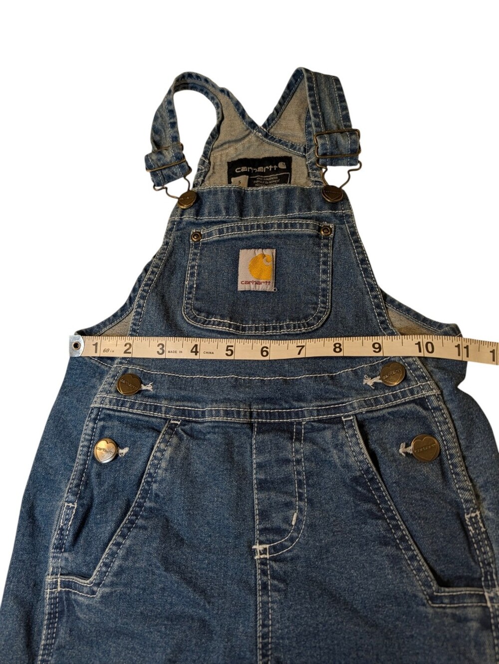 Carhartt Rugged Flex Denim Shortalls with Bib Pocket Size 5 - Picture 8 of 9